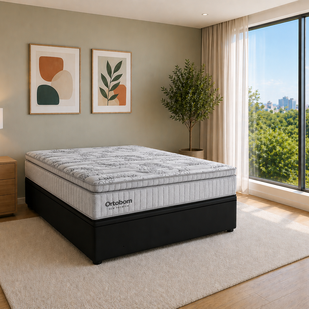 Cama Box Casal com Base Bau Courino D33 Molas Ensacadas Freedom 138x188x74,5 cm Ortobom, , large image number 1