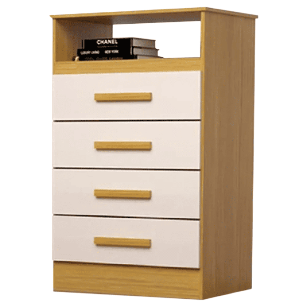 C&ocirc;moda Cinamomo/Off White 4 Gavetas ACP J&eacute;ssica 100% MDF