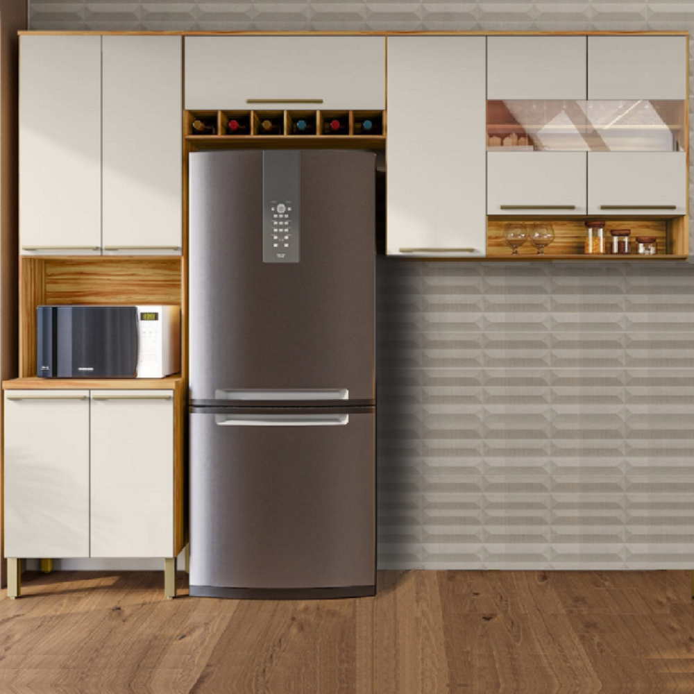 Cozinha Completa 8 Portas Amendoa/Off White Ronipa Napoli Prime 100% MDF, , large image number 1