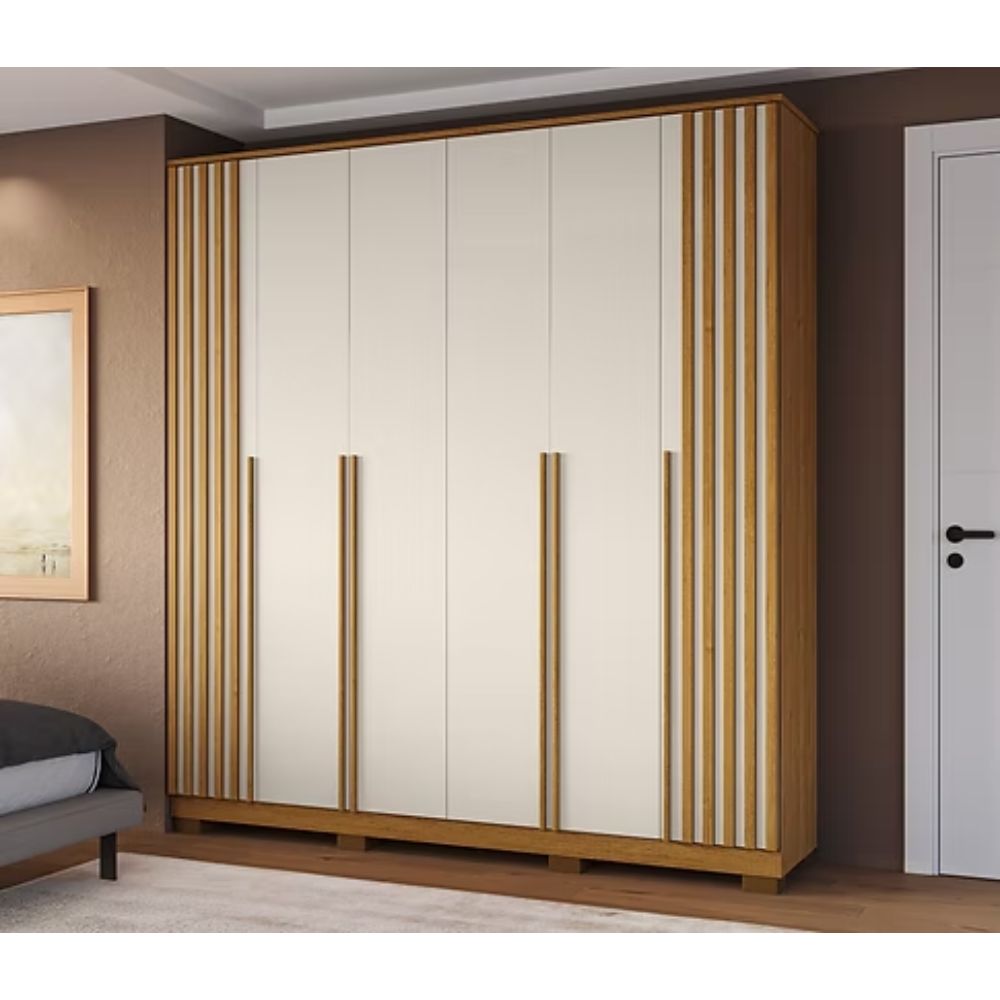 Guarda-Roupa Casal 6 Portas 4 Gavetas Cinamomo/Off White ACP Móveis Jamile, , large image number 1