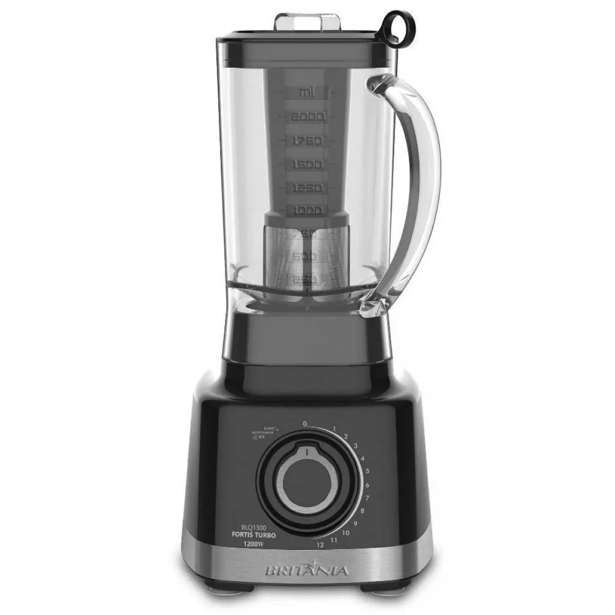 Liquidificador Britânia BLQ1300P Fortis Turbo com 12 Vel 1200W 220V, Preto, large image number 0