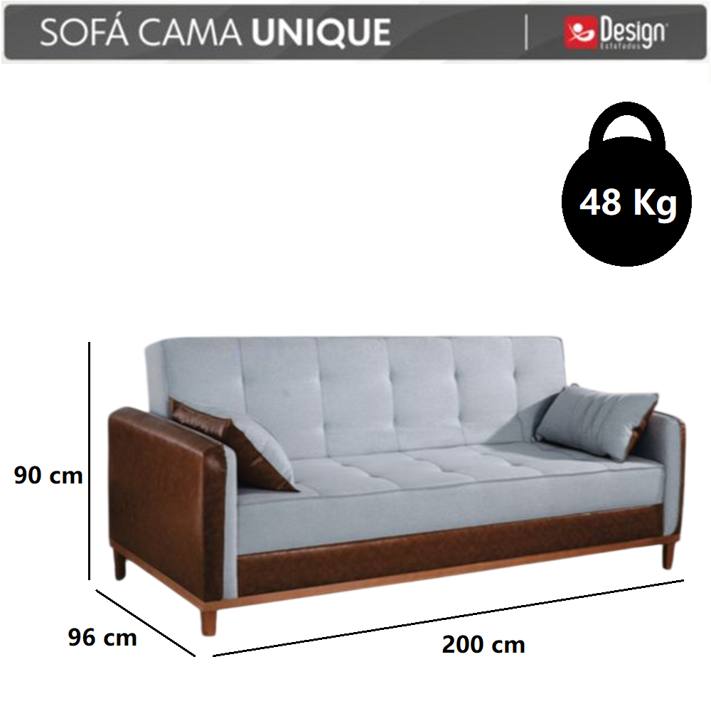Sof&aacute; Cama 3 Lugares 1 Assento Linho Marte Bege 200cm Design Unique, , large image number 4