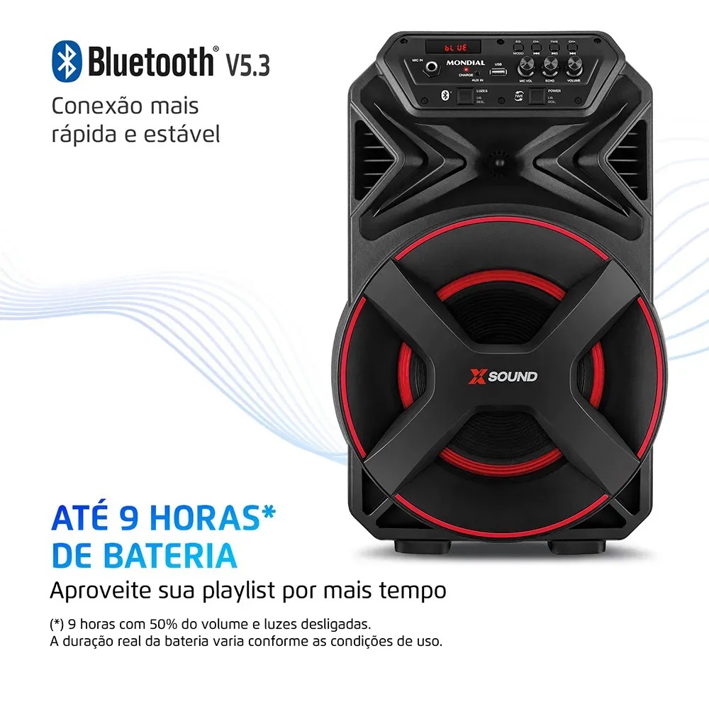 Caixa de Som Amplificada Mondial Bluetooth USB R&aacute;dio FM 300W Bivolt CM300-N, , large image number 2