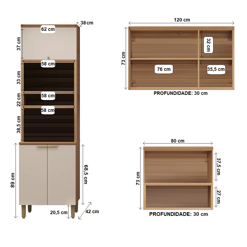 Cozinha Completa 8 Portas Jequitib&aacute;/Off White L&iacute;nea Selene 3.3 - 100% MDF, , large image number 4