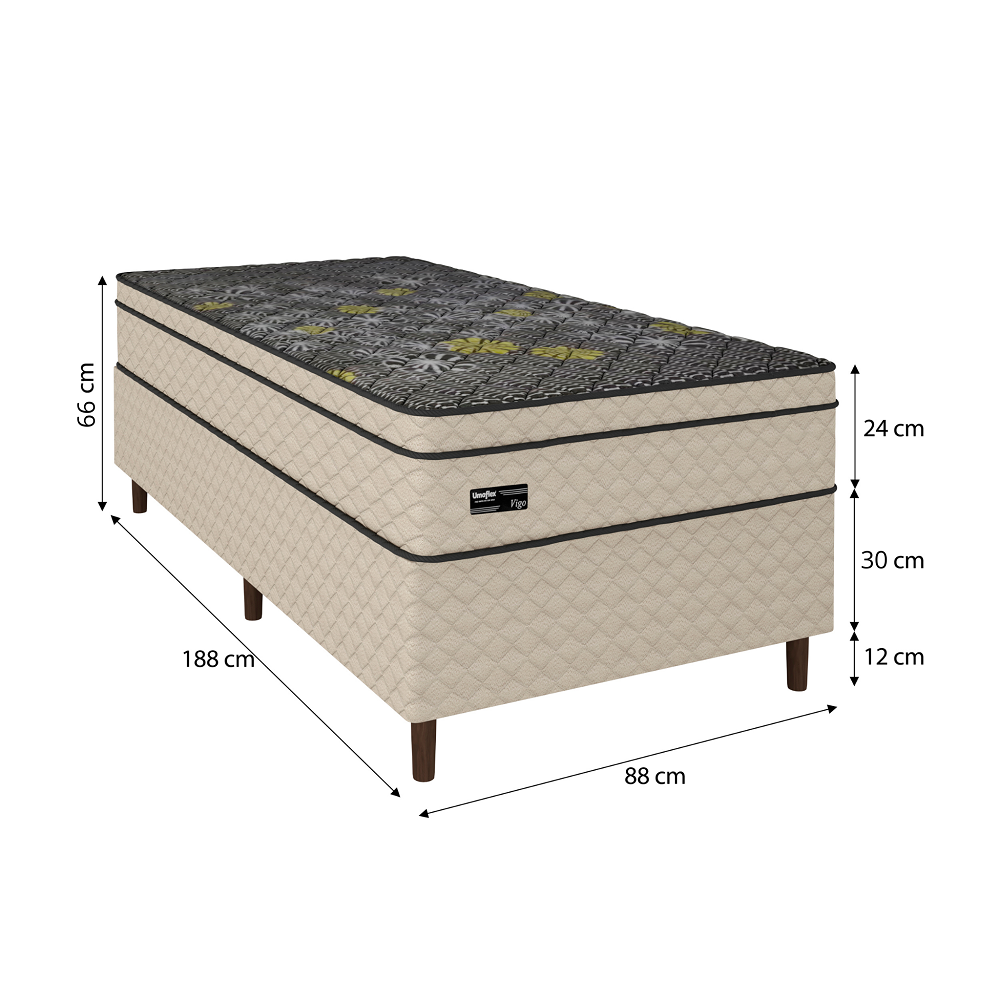 Conjunto Box Solteiro Molas Ensacadas Base e Colchao Umaflex New Vigo Bege 88x188x66, , large image number 5