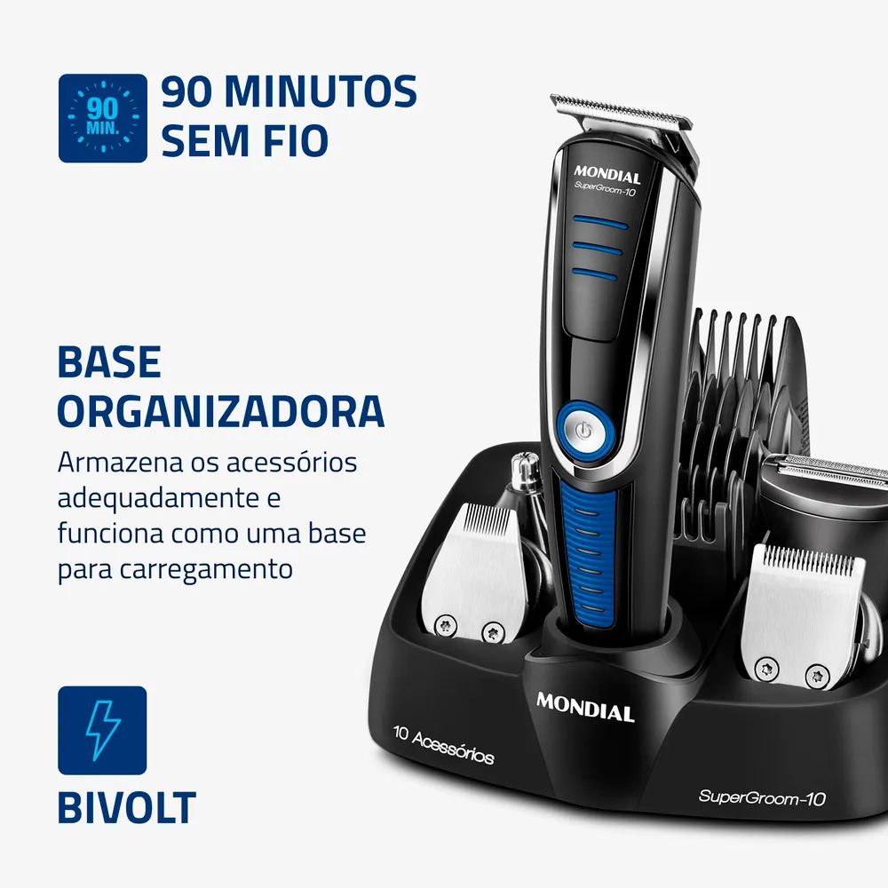 Aparador de Pelos Mondial BG-03 SuperGroom 10 em 1 Sem Fio Bivolt, , large image number 5