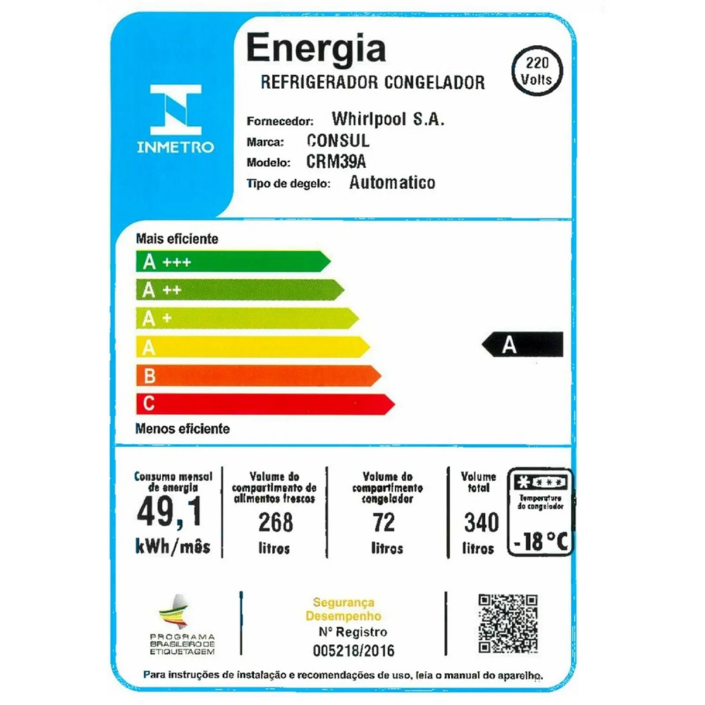 Geladeira Frost Free Consul 2 Portas Inox 340L 220V CRM39, , large image number 5