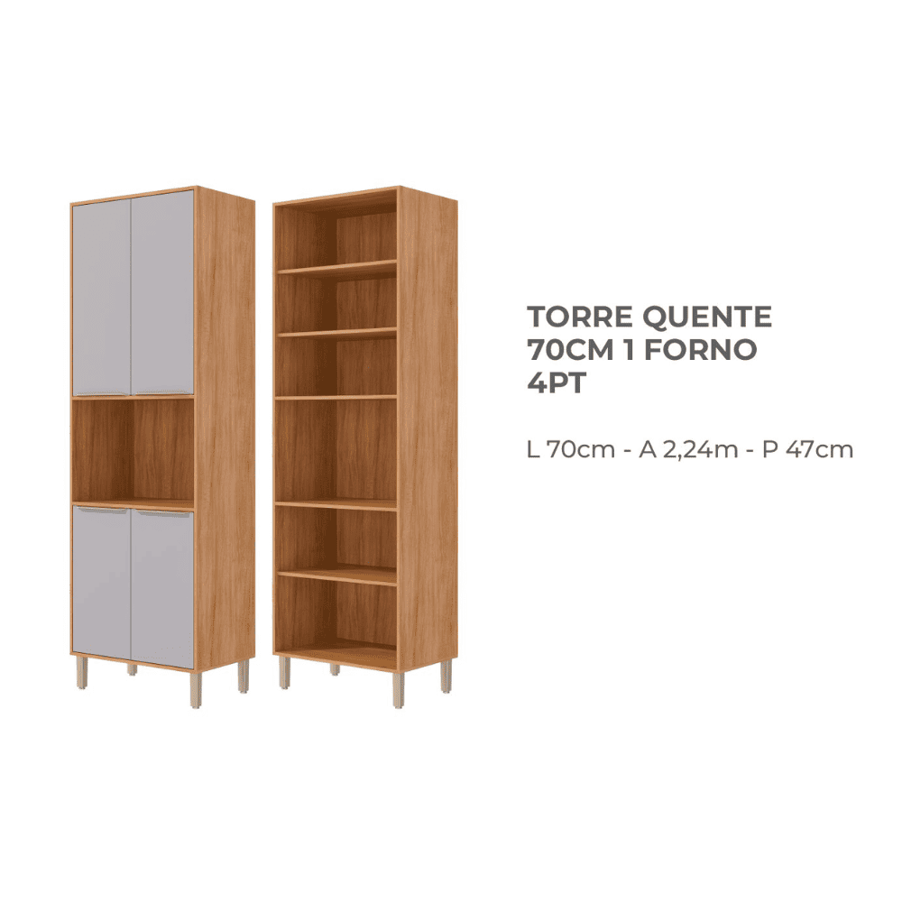 Cozinha Completa 3 pe&ccedil;as 7 Portas 6 Prateleiras Cinamomo/off White MGM Brilhante - 100% MDF, , large image number 2