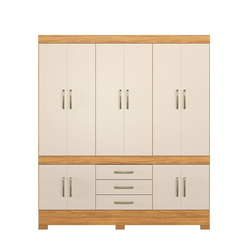 Guarda-Roupa Casal 10 Portas 3 Gavetas Dem&oacute;bile Cinamomo/Off White New Murano, , large image number 1