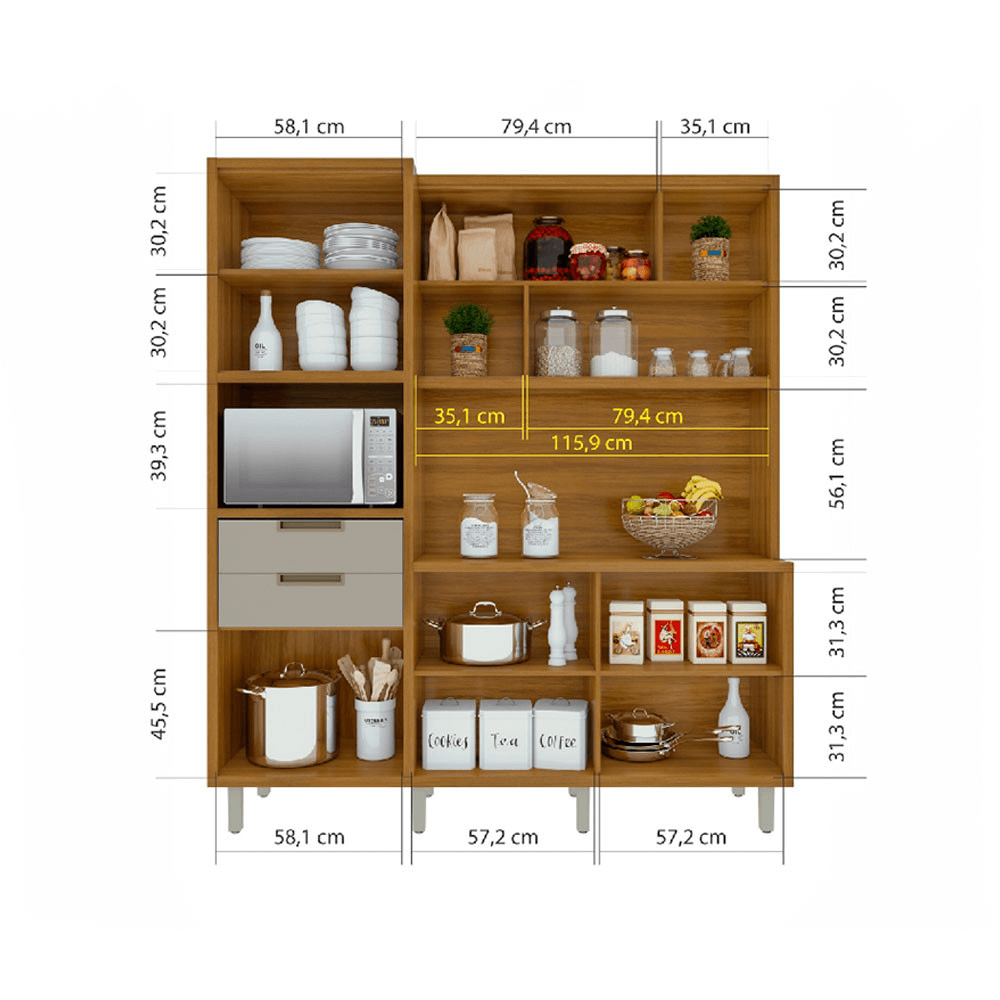 Cozinha Compacta Loft Nesher Imperatriz 6 Portas e 2 Gavetas 100% MDF, OffWhite, large image number 1