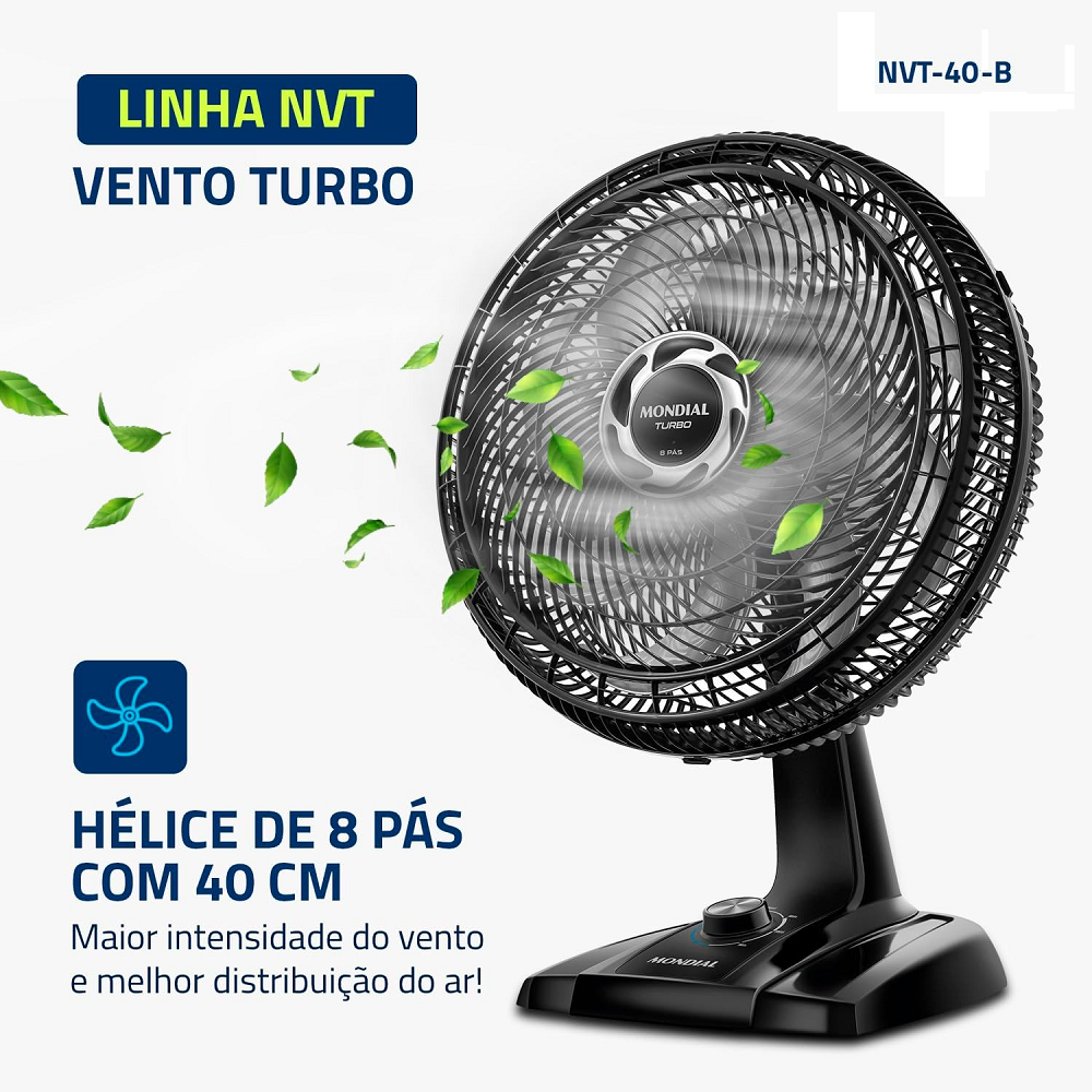 Ventilador de Mesa Mondial 40cm 8 Pás 220V Turbo Force NVT40 Preto, , large image number