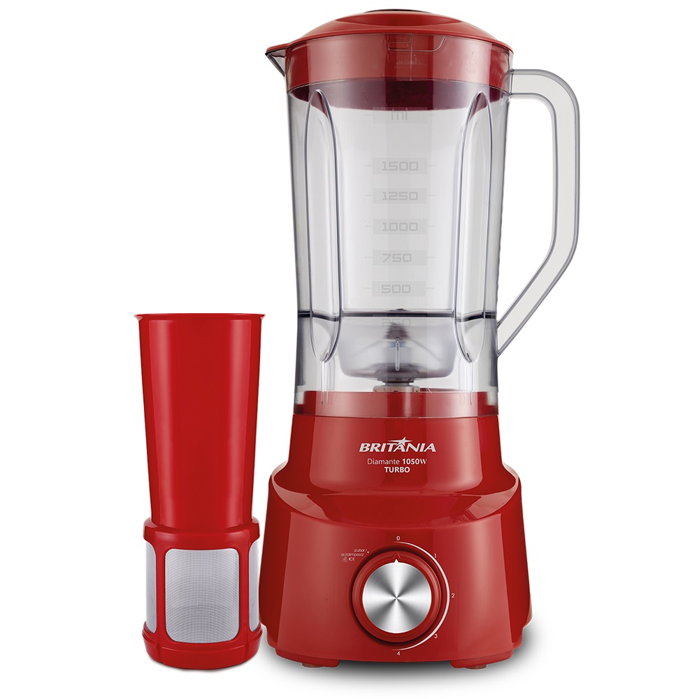 Liquidificador Britânia Diamante 800 Turbo com 4 Velocidades 1050W Vermelho 220V, , large image number 1