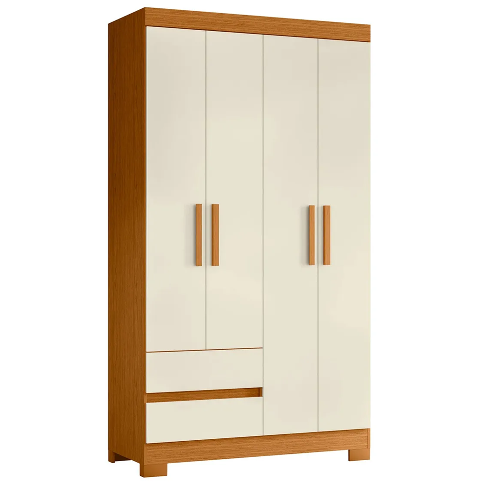 Guarda-Roupa Solteiro 4 Portas 2 Gavetas Cinamomo/Off White ACP Maya