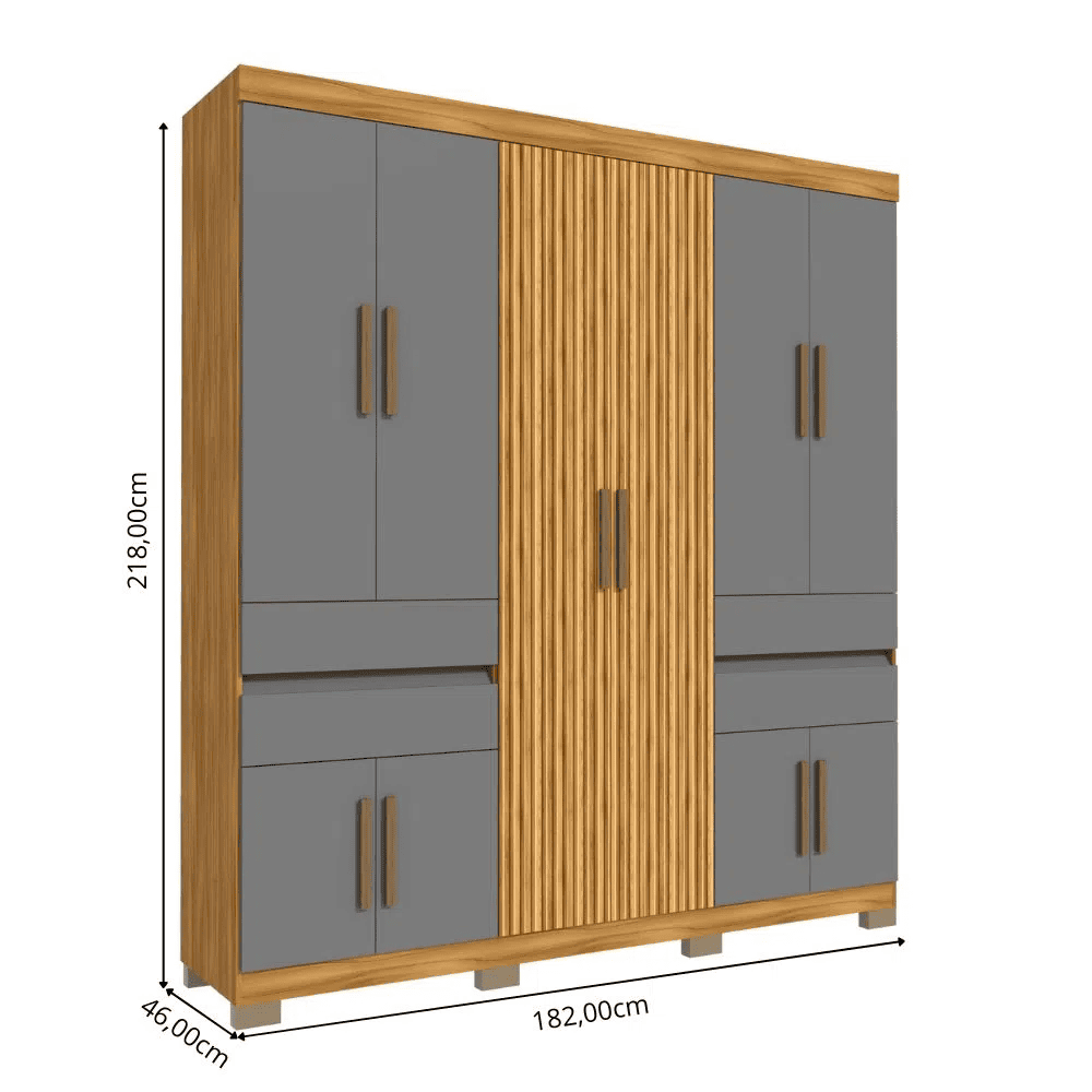 Guarda-Roupa Casal 10 Portas 4 Gavetas Freij&oacute;/Grafite Avelan Nevada, , large image number 3