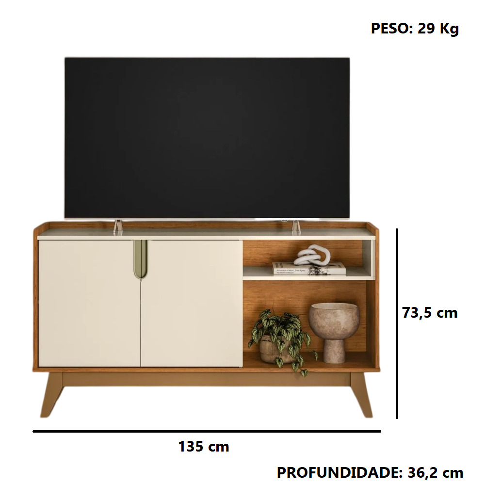 Rack Para Tv At&eacute; 55 Polegadas Canela/Off White M&ouml;bler Vit&oacute;ria, , large image number 2