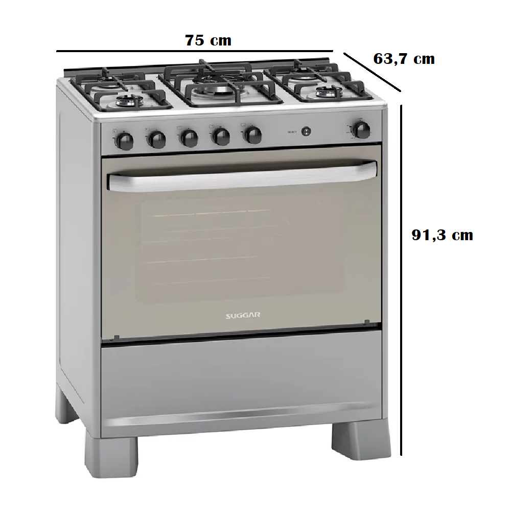Fogão 5 Bocas Suggar Mesa de Inox Prata Bivolt FGISL510 PRIX, , large image number 5