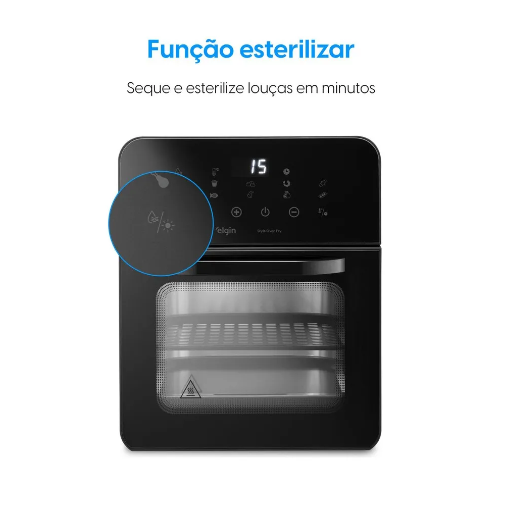 Fritadeira El&eacute;trica Air Fryer Elgin Sem &Oacute;leo 10 Litros Preta 1400W 220V Style Oven Fry AFO20, , large image number 3