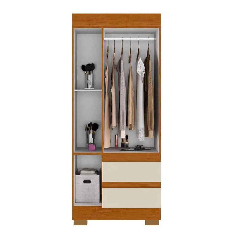 Guarda-Roupa Solteiro 3 Portas 2 Gavetas Cinamomo/OffWhite ACP Maya, , large image number 1