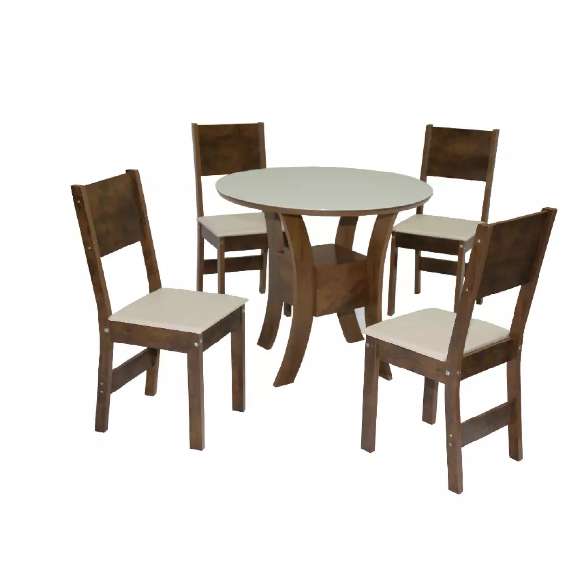 Mesa de Jantar Redonda São Carlos Ayla Com 4 Cadeiras Milena , , large image number 1