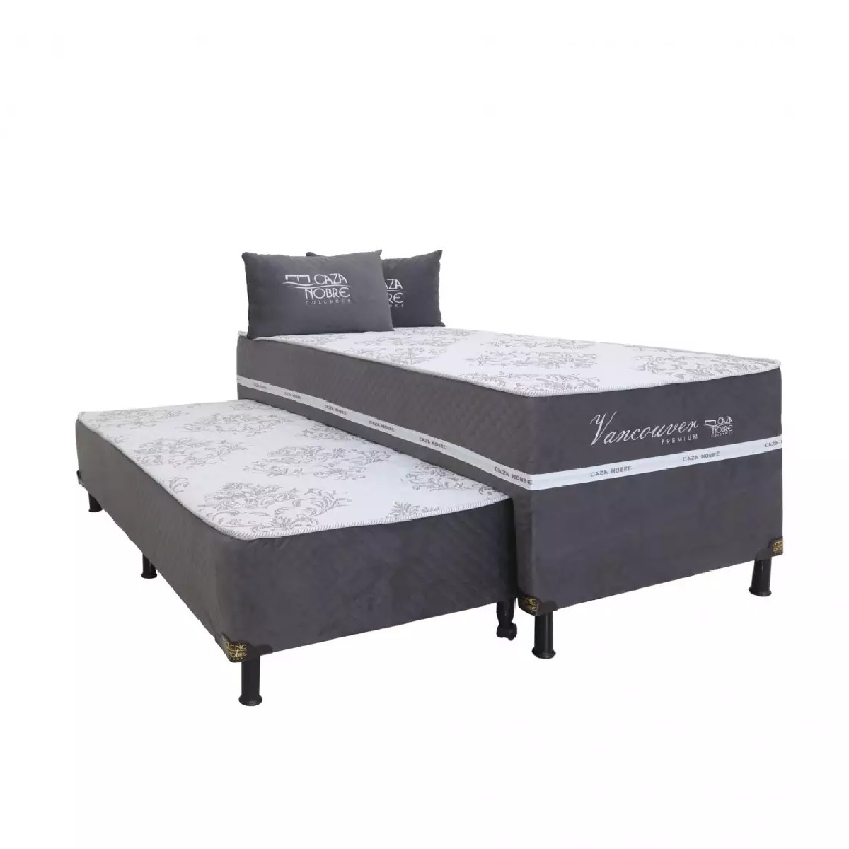 Cama Box Conjugada Solteirão com Auxiliar Vancouver Premium 188x88x71 cm Caza Nobre