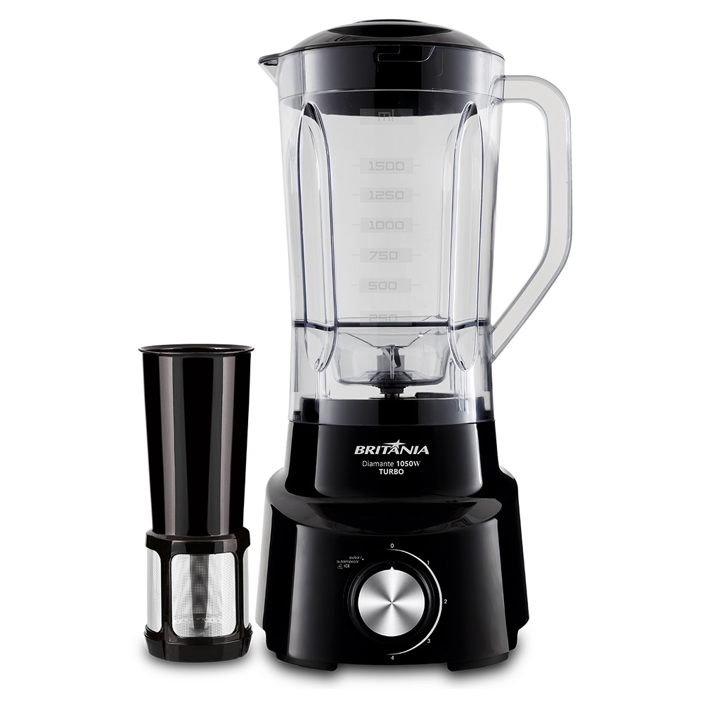 Liquidificador Britânia Diamante 800 Turbo com 4 Velocidades 1050W Preto 220V, , large image number 1
