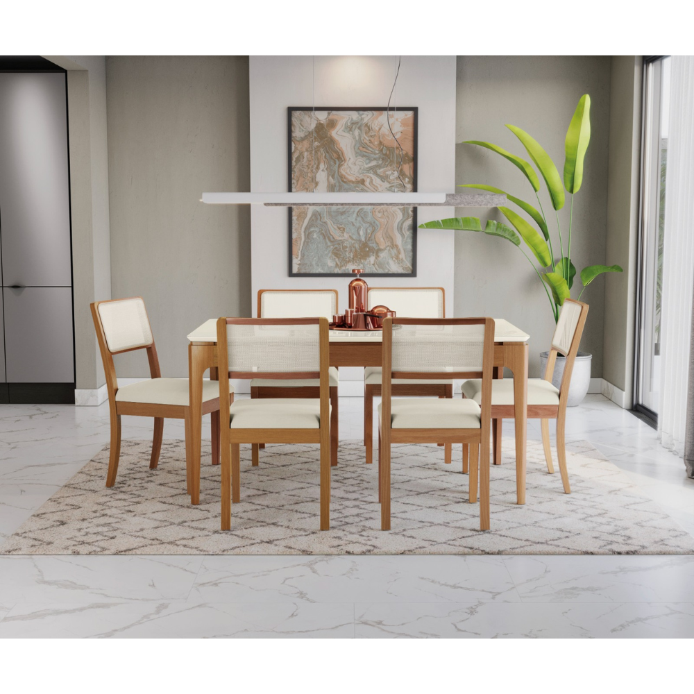 Mesa de Jantar 6 Lugares Retangular 160cm Kappesberg Premium Tampo de Vidro Off White CSJ022CA, , large image number 3