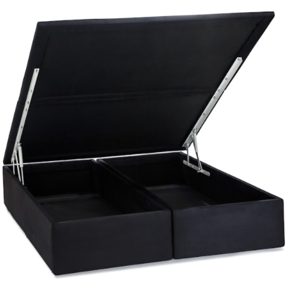 Base Cama Box Queen com Baú Physical Corino Preto 158x198x42,5 cm Ortobom