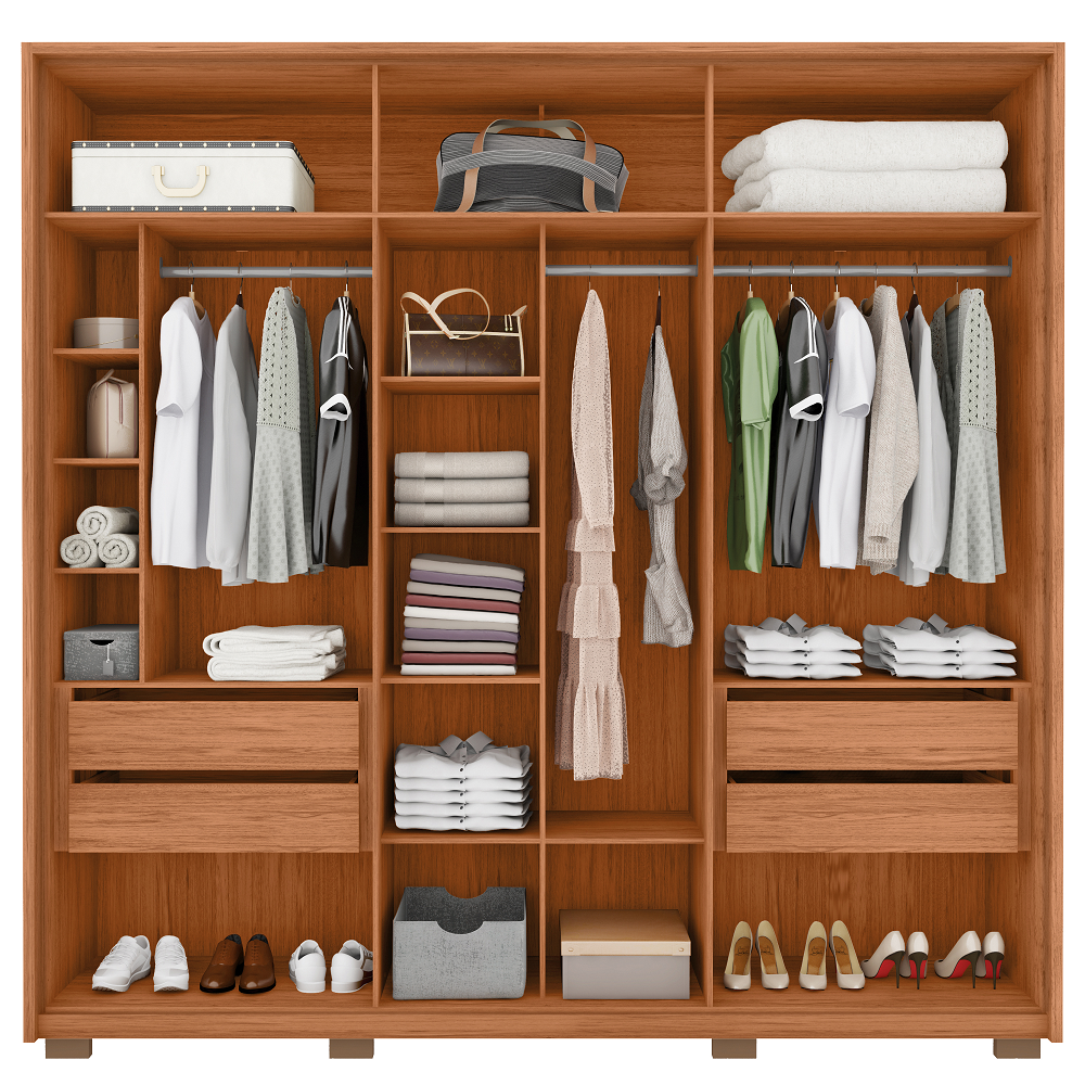 Guarda-Roupa Casal 6 Portas 4 Gavetas Freijó/Off White Caemmun Cleo - 100% MDF, , large image number 3