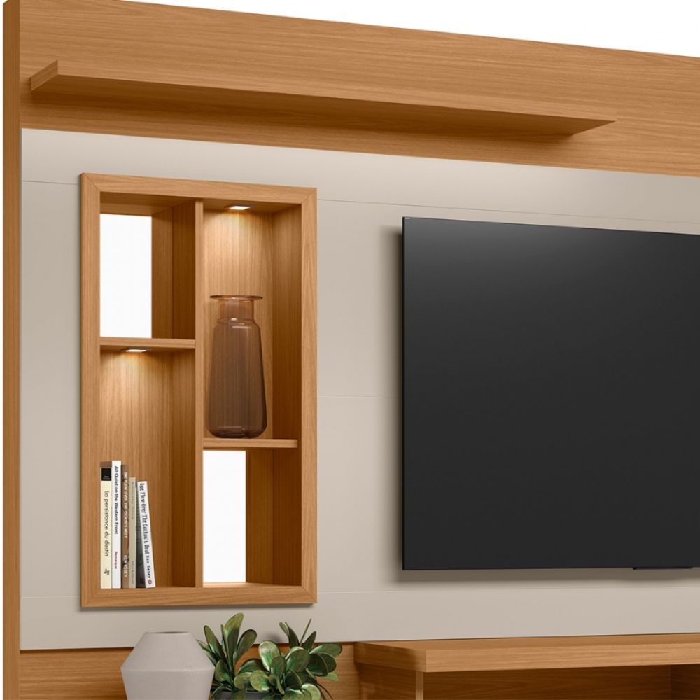 Estante Home para Tv até 60" Polegadas com LED Nature/Off White Eldorado Linea Brasil, , large image number 2