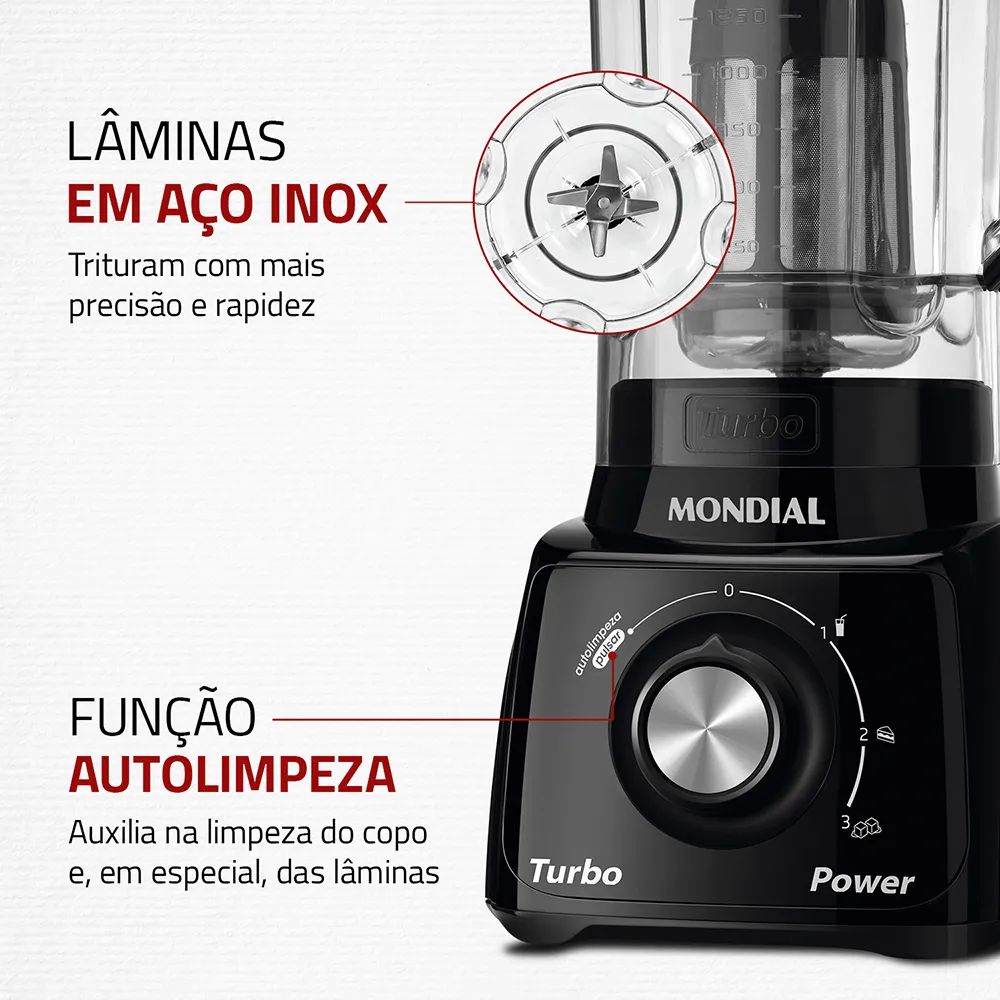 Liquidificador Mondial Preto Turbo Com Filtro 2,2 Litros 550W 220V L99FB, , large image number 5