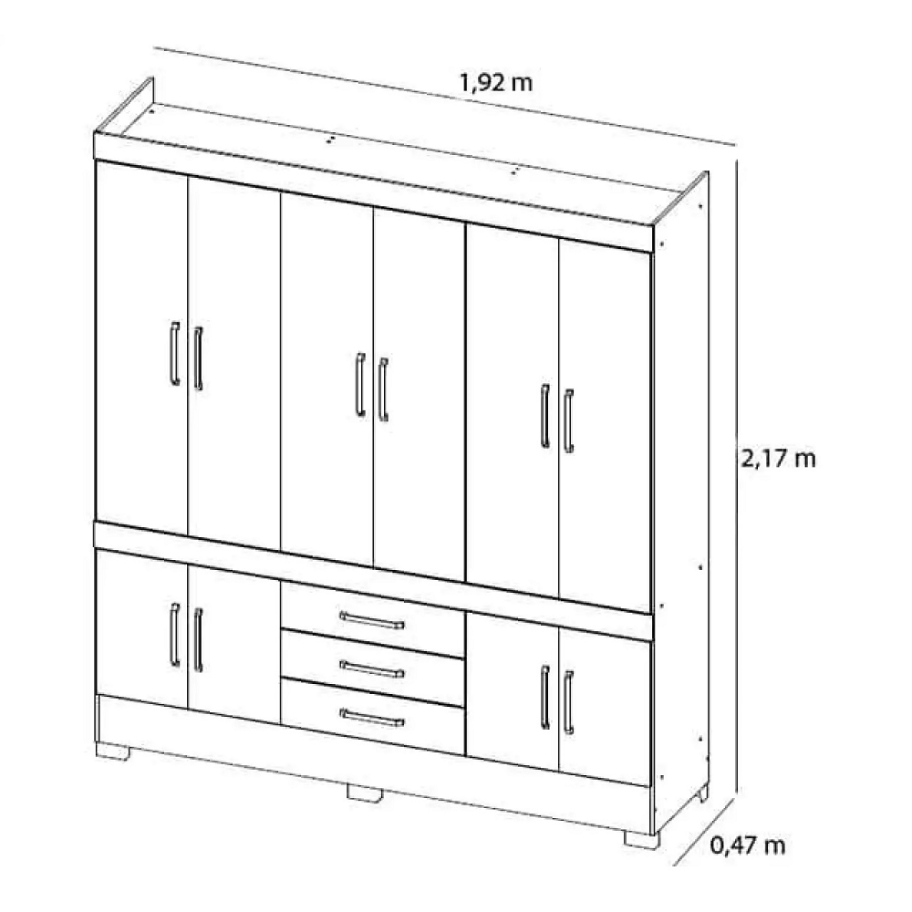 Guarda-Roupa Casal 10 Portas 3 Gavetas Demóbile Amendola New Murano, , large image number 2