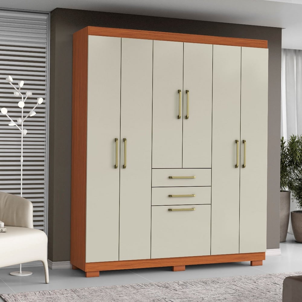 Guarda-Roupa Casal 7 Portas 2 Gavetas Cinamomo/Areia Aram&oacute;veis 2045147-945, , large image number 1