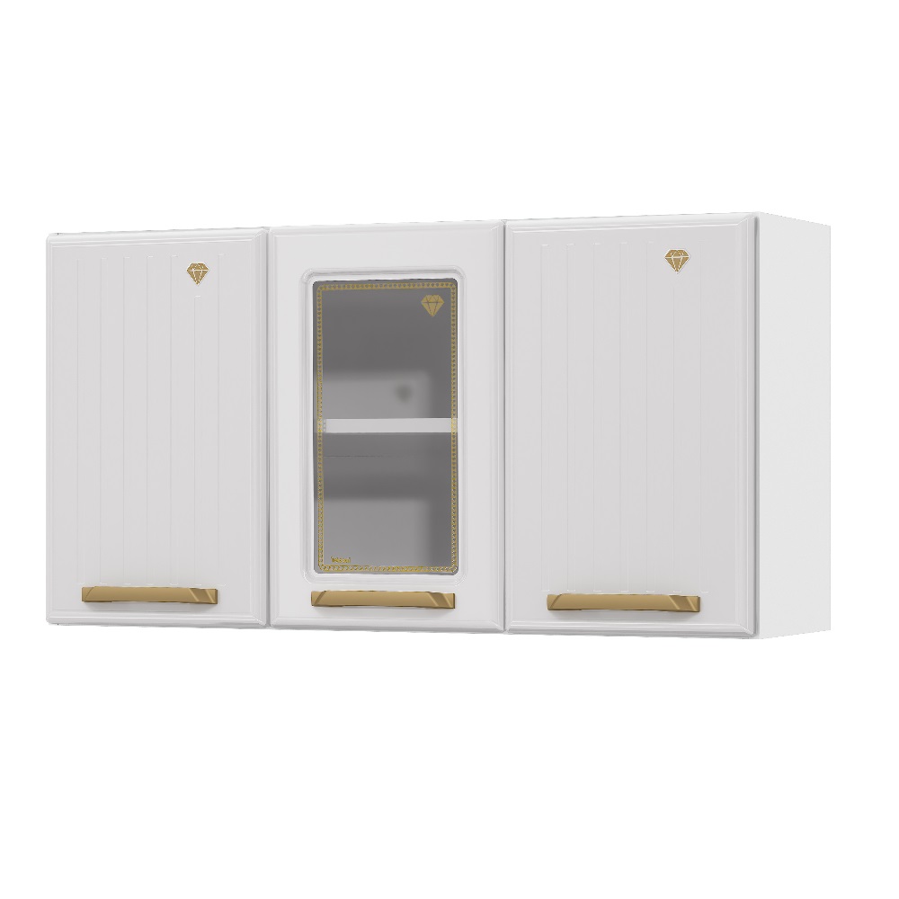 Armário de Cozinha em Aço Branco 3 Portas 120 cm Telasul Diamante