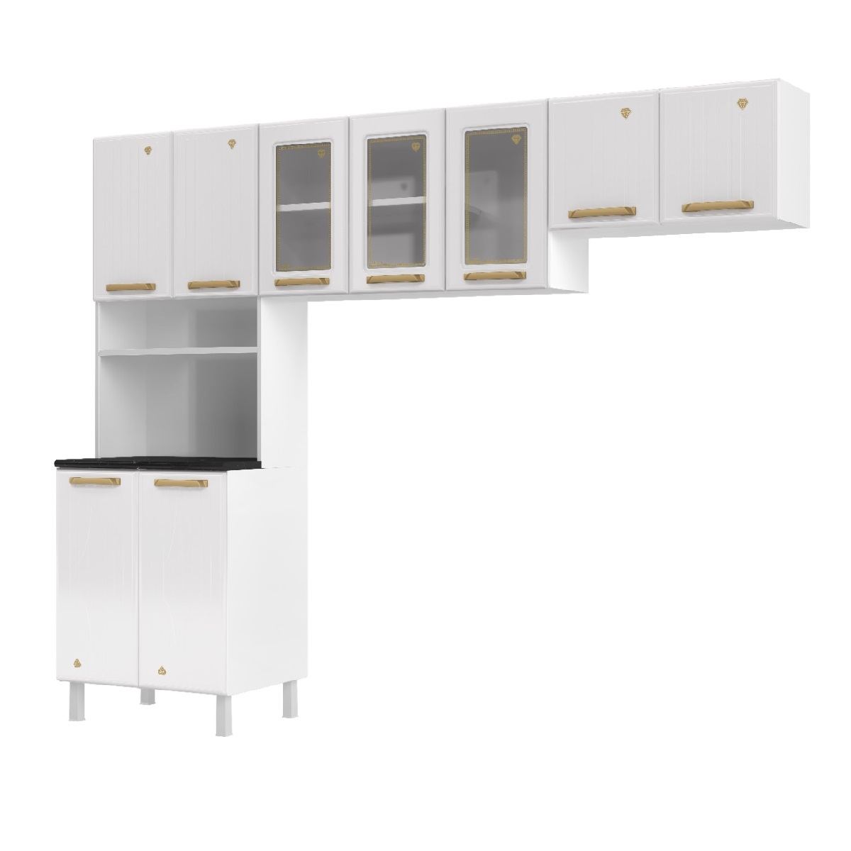 Cozinha Completa de Aço 9 Portas Branco Telasul Diamante New