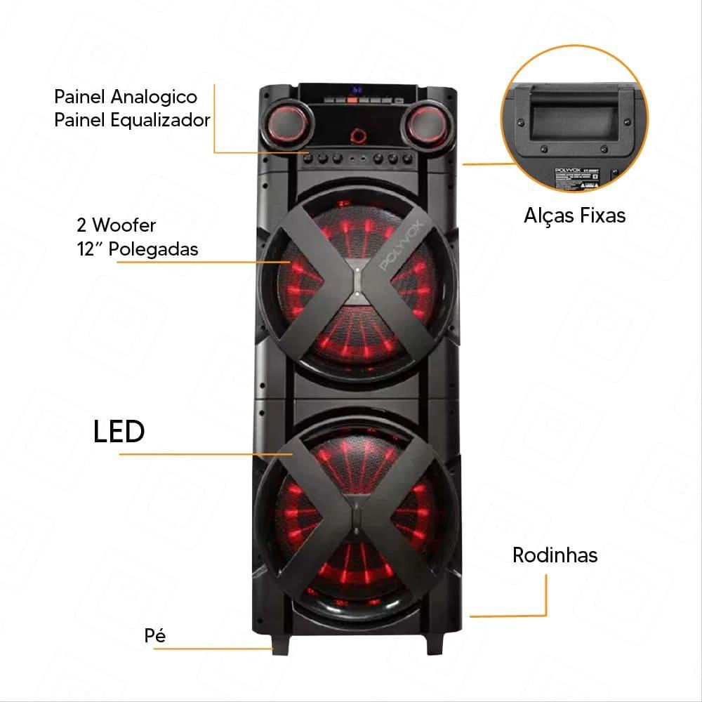 Caixa de Som Torre Polyvox XT-2000T Bluetooth 2000W, , large image number 1