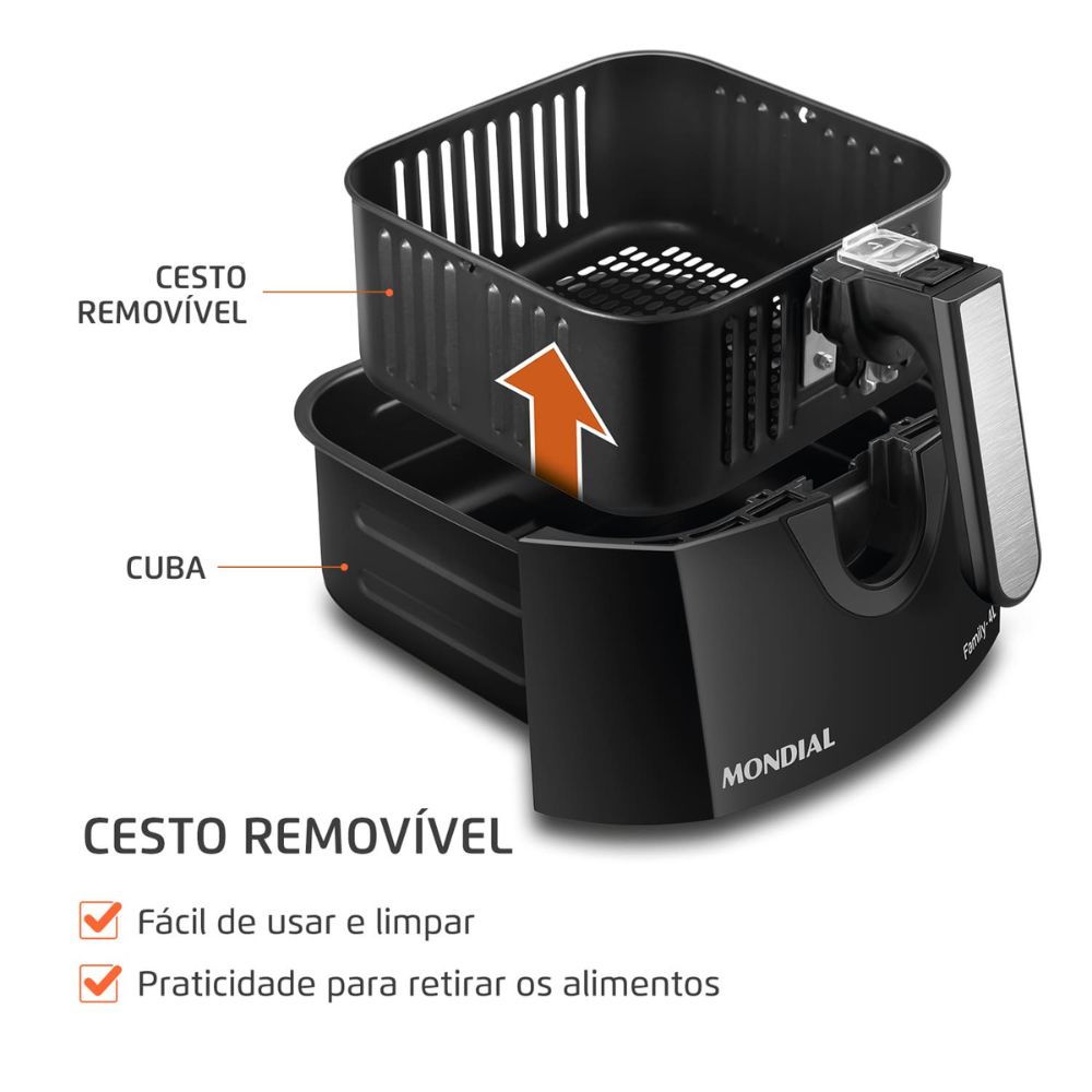 Fritadeira Elétrica Air Fryer Mondial Sem Óleo 4L 220V  AFN-40 BFS, , large image number 3