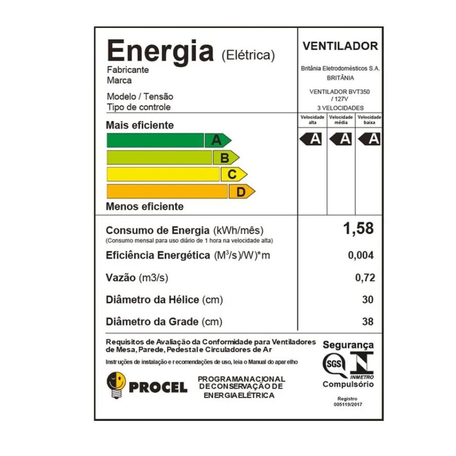 Ventilador De Coluna Britânia 30cm Maxx Force 220V BVT350, , large image number 5