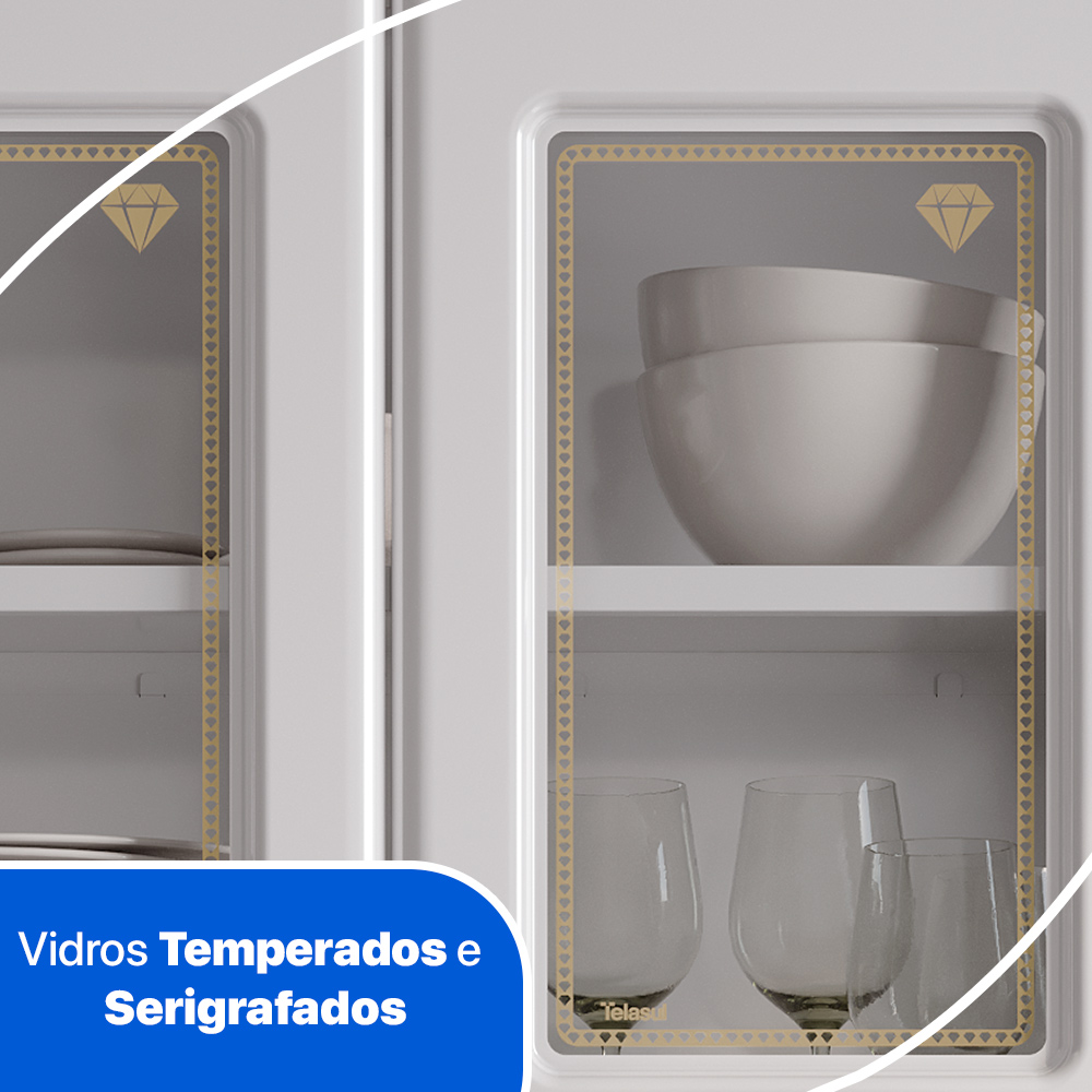 Armário de Cozinha em Aço Branco 3 Portas 120 cm Telasul Diamante, , large image number 1