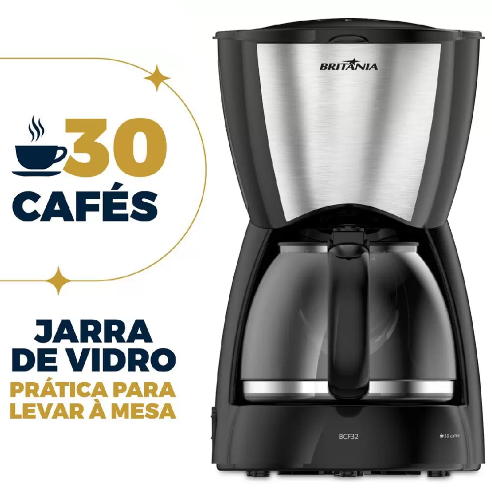 Cafeteira Britânia BCF32A 30 Xícaras Preta 800W 220V, , large image number 3