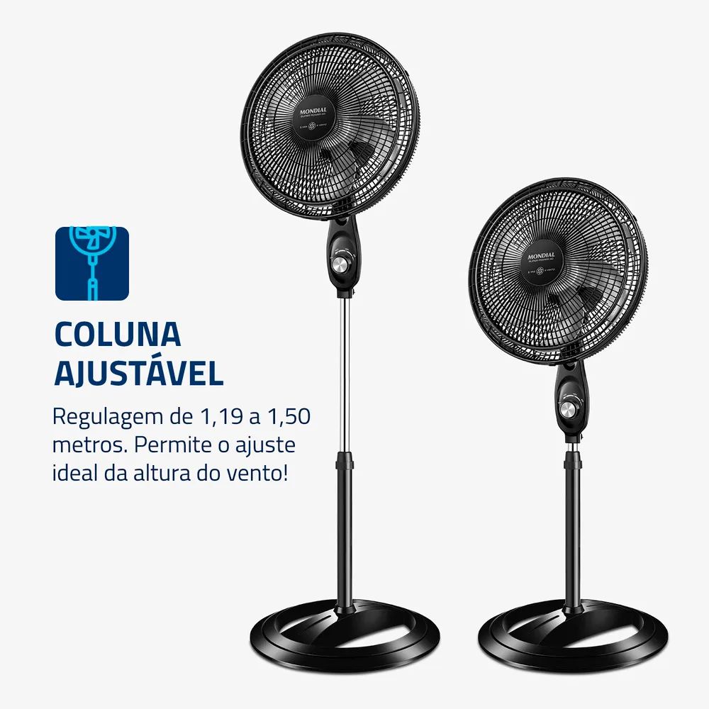 Ventilador de Coluna Mondial 40cm Super Power 6 Pás VSP-40C-NB, , large image number 2