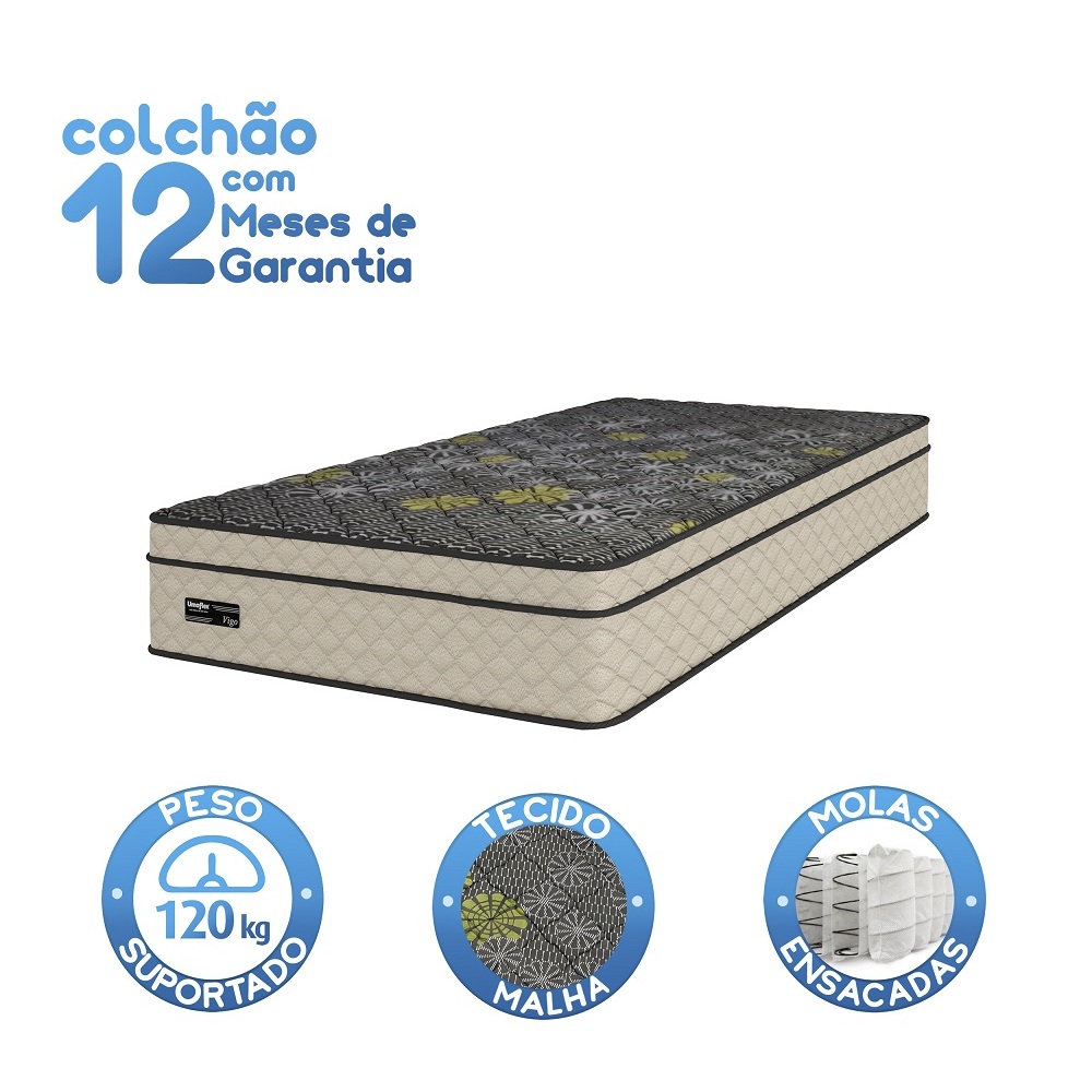 Colchão Solteiro New Vigo Molas Ensacadas 88x188x24 cm Umaflex, , large image number 1