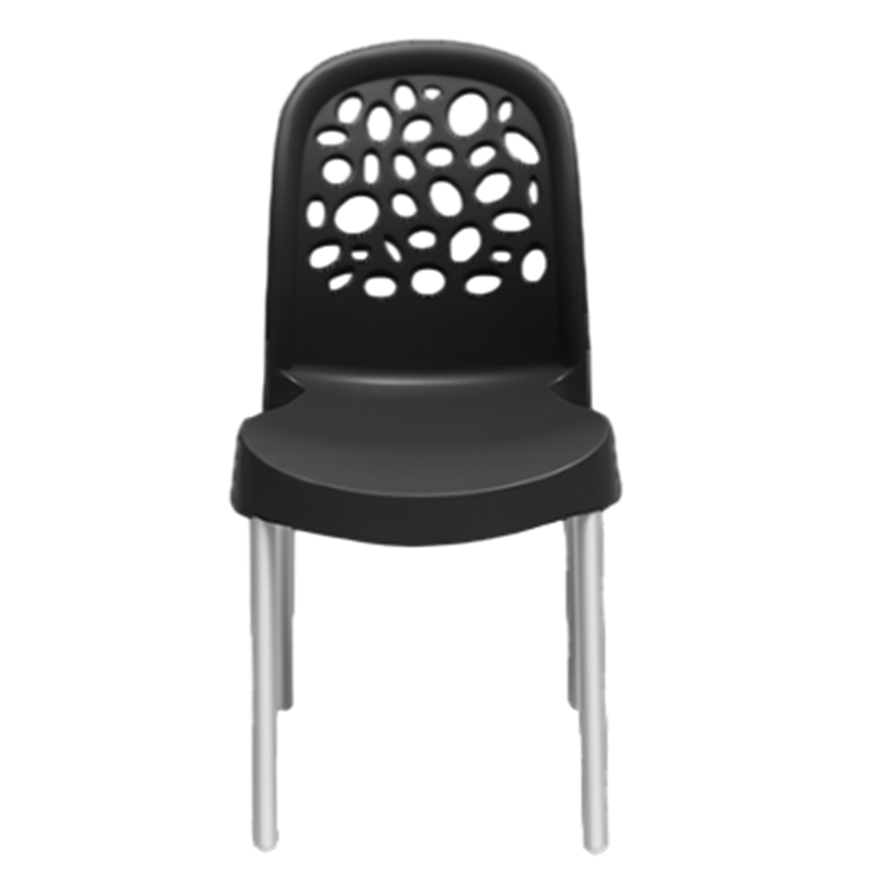 Cadeira de Polipropileno com P&eacute;s de Alum&iacute;nio Forte Pl&aacute;stico Deluxe 84x42x46 Preta