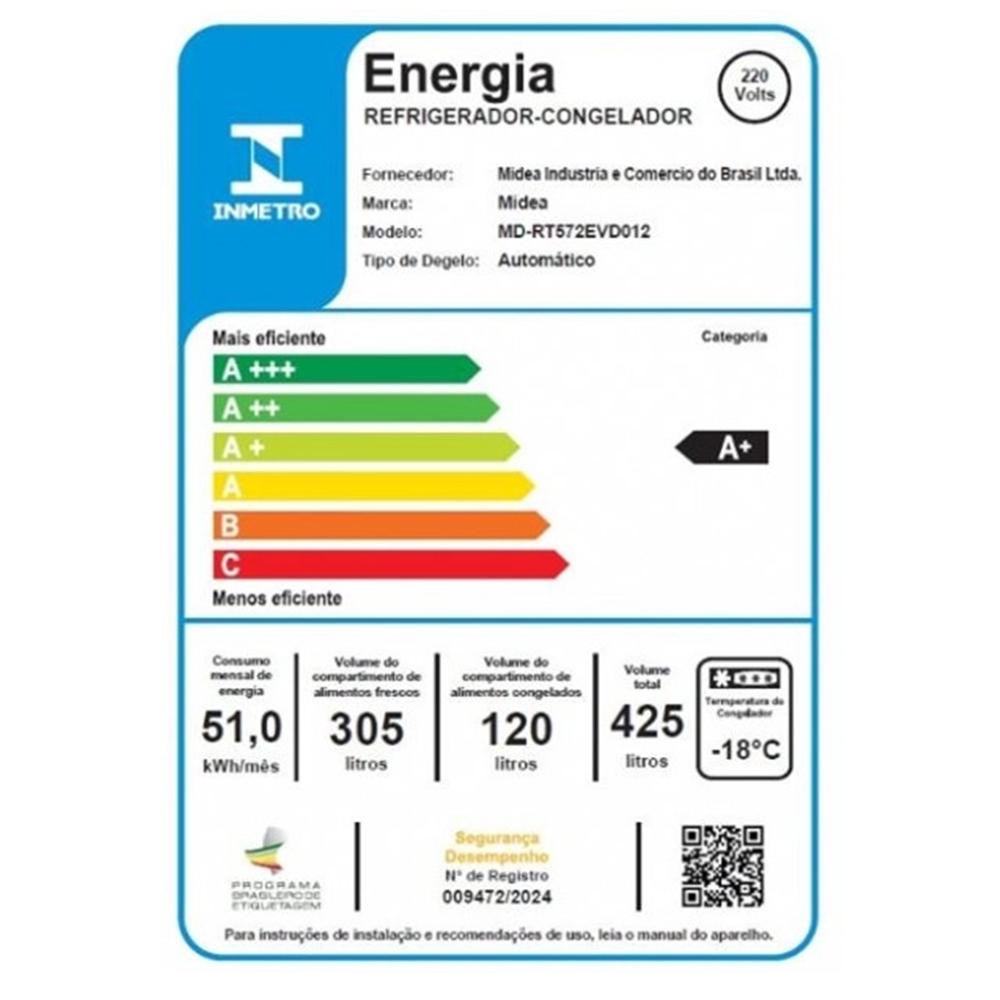 Geladeira Midea Frot Free Duplex MD-RT572EVD012 425L 2 Portas Branca, , large image number 5