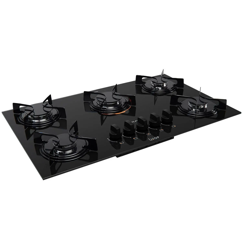 Cooktop 5 Bocas Atlas Acendimento Automático Preto Bivolt Utop Glass, , large image number 1