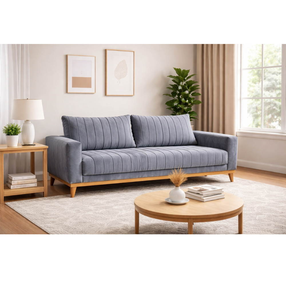 Sof&aacute; 4 Lugares 1 Assento Tecido Veludo Tit&acirc;nio 200cm Acento Fixo Movelpaz Caline, , large image number 1