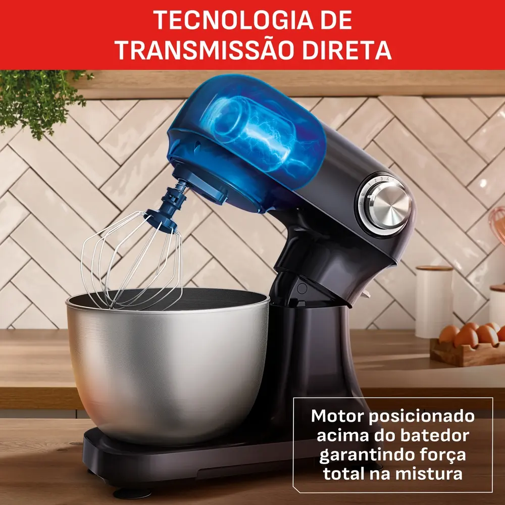 Batedeira Planet&aacute;ria Arno Preta Bake Easy KM10 Tigela em Inox 500W 220V, , large image number 3
