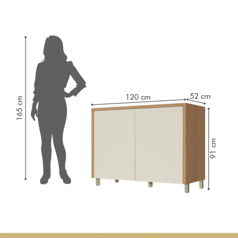 Balcão de Cozinha com Tampo 2 Portas Carvalho/Greige 100% MDF Nesher, , large image number 3