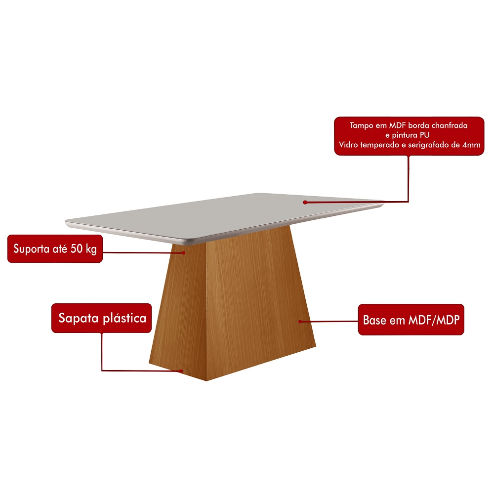 Conjunto Mesa de Jantar 6 Cadeiras Riviera Retangular LJ Prada 160x80cm Marrom, , large image number 3