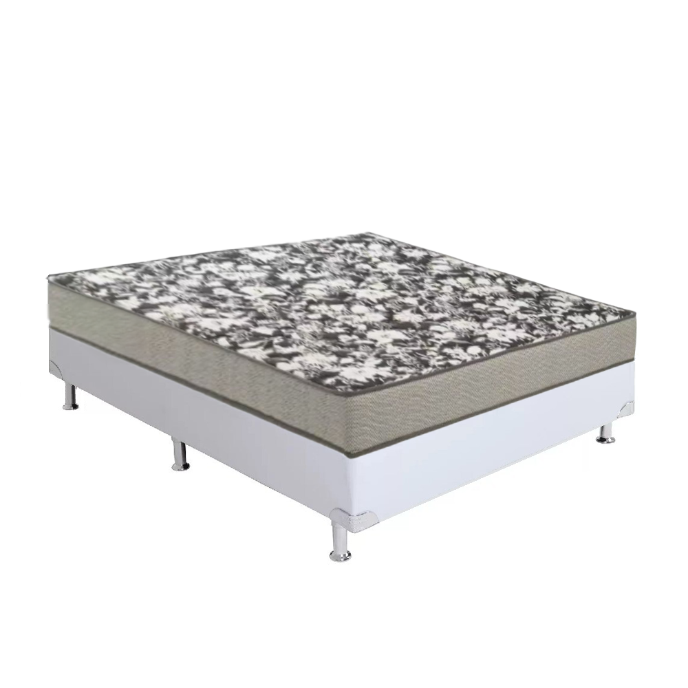 Cama Box Casal com Base Branca e Colchao Espuma D-26 Physical Ultra Resistente 138x188x62cm Ortobom