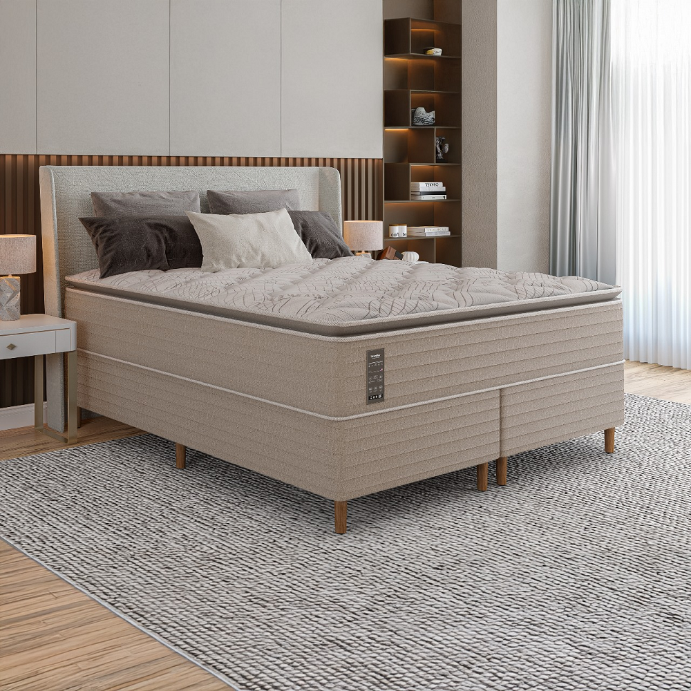 Conjunto Box King de Molas Ensacadas Bronx com Base 193x203x75 cm Umaflex, , large image number 1